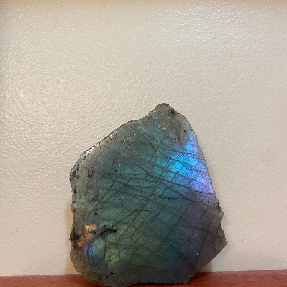 Labradorite slab. Rough back, polished front.